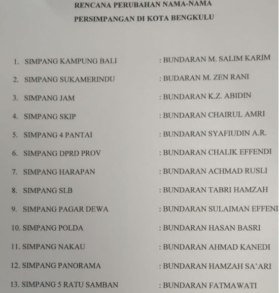 Kenapa tidak memakai nama Pahlawan jika memang mau dirubah. Sebab banyak Pahlawan-Pahlawan Nasional yang bisa dibuat untuk nama Jalan